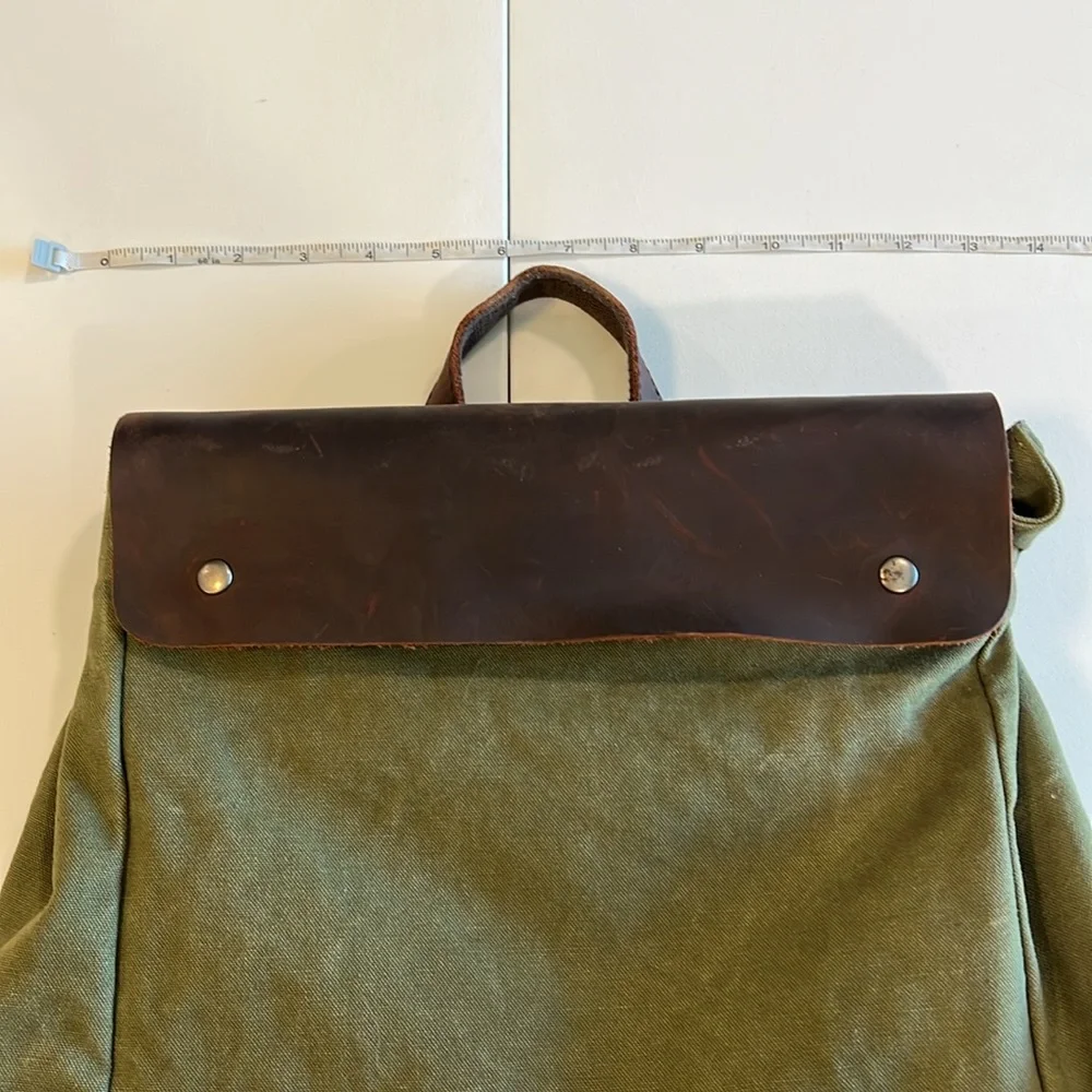 Olive Green Canvas Backpack - Classic,‎ 11x4” depth